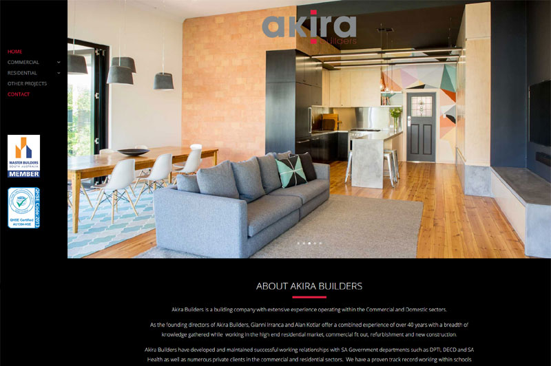 Website design for Akira Builders