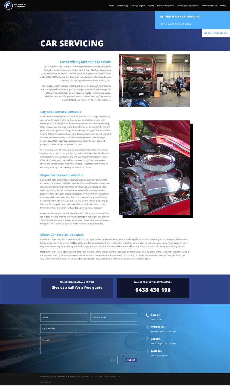 website design for jks mechanical and towing lonsdale website design for jks mechanical and towing lonsdale