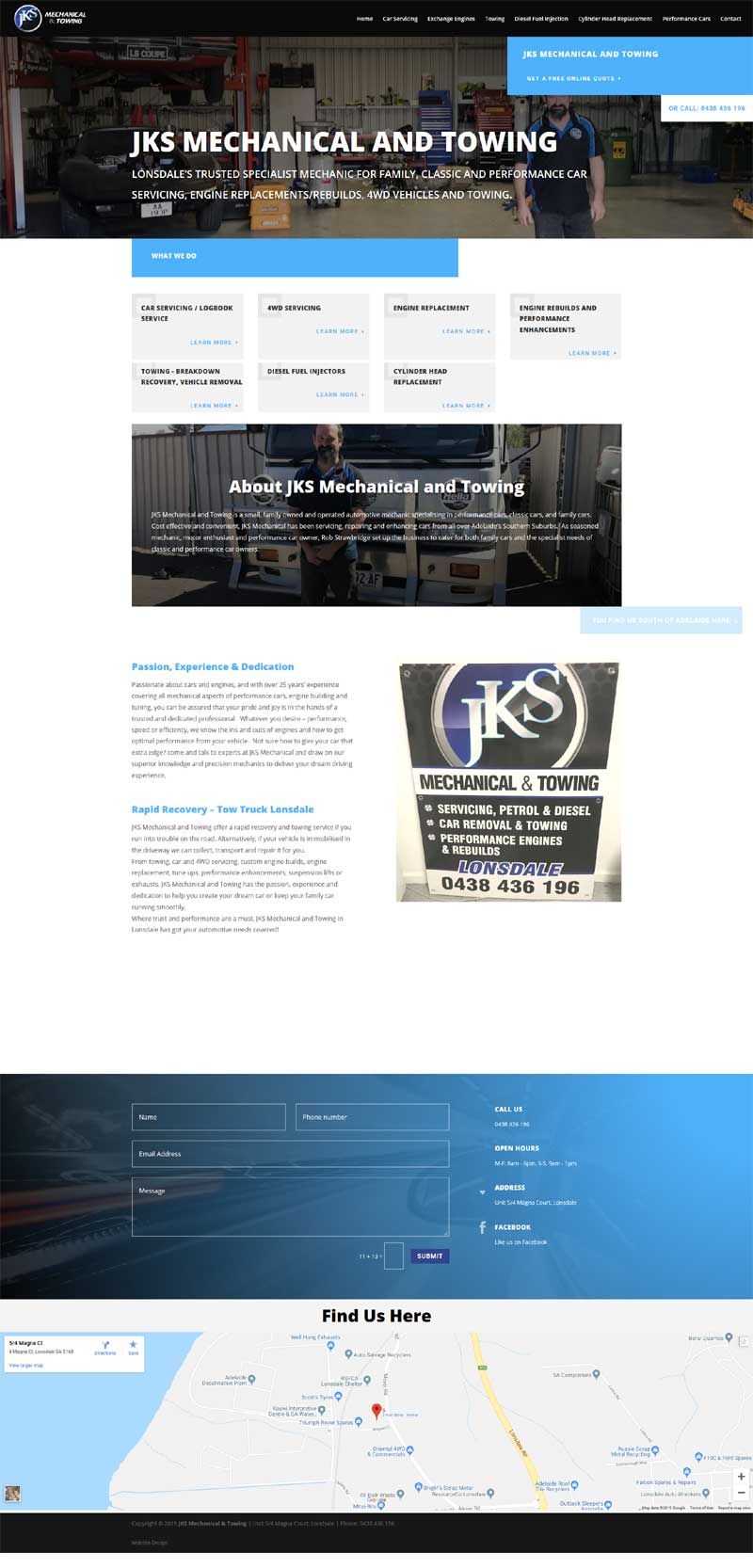 website design for jks mechanical and towing lonsdale website design for jks mechanical and towing lonsdale