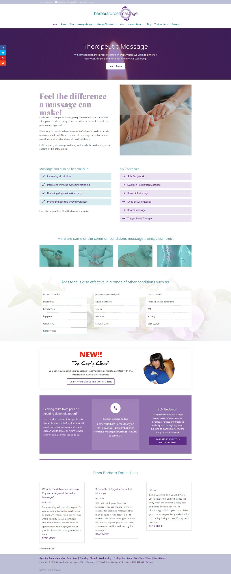 Barbara Forbes Massage Therapy website design Barbara Forbes Massage Therapy website design