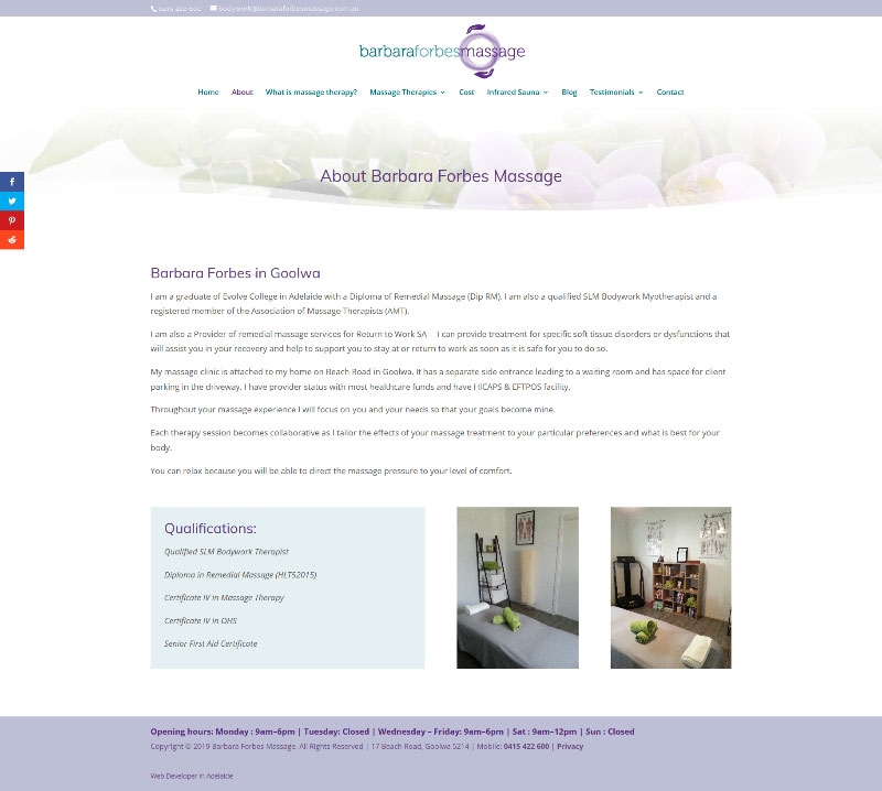 Barbara Forbes Massage Therapy website design Barbara Forbes Massage Therapy website design