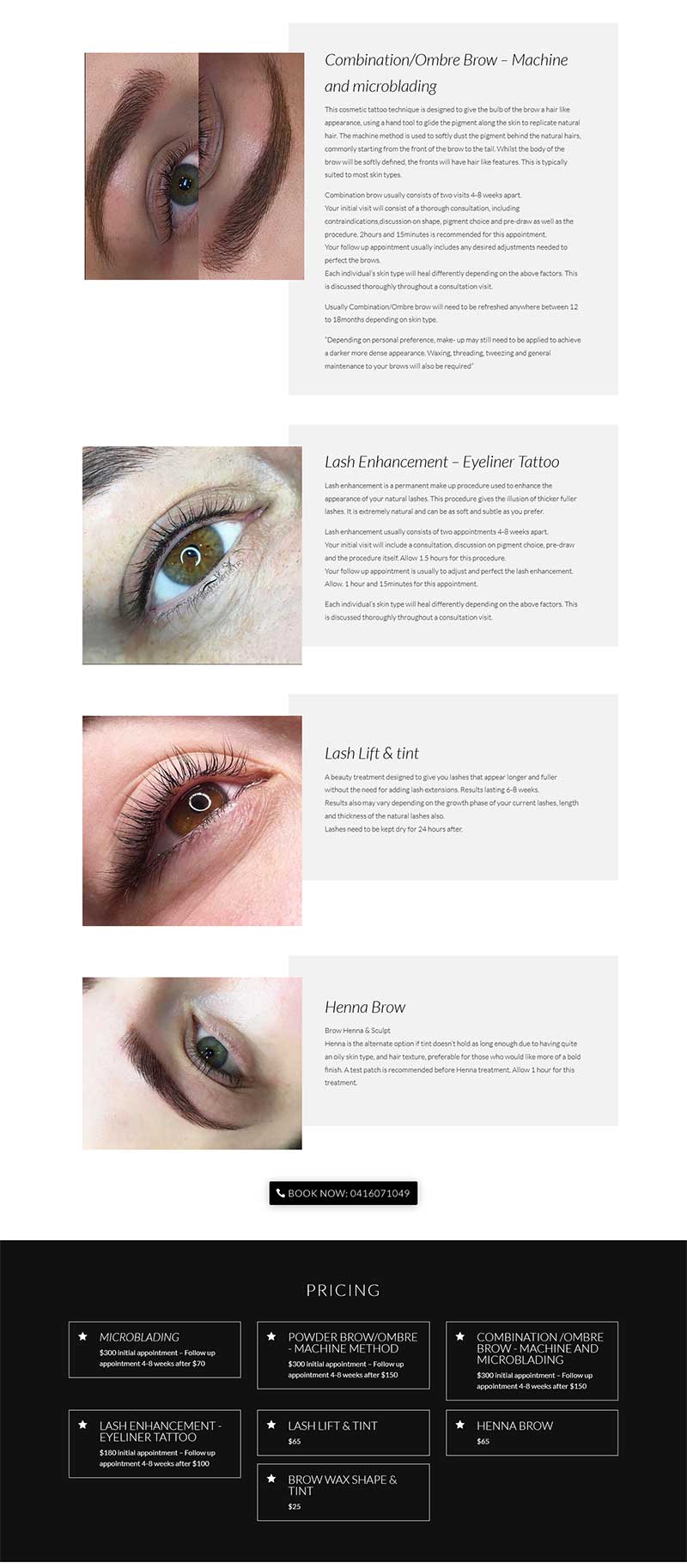 website desing for Cosmetic Tattoo Clinic Adelaide