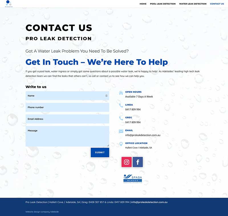 water-leak-detection-business-in-adelaide3 Business website for leak detection business in Adelaide