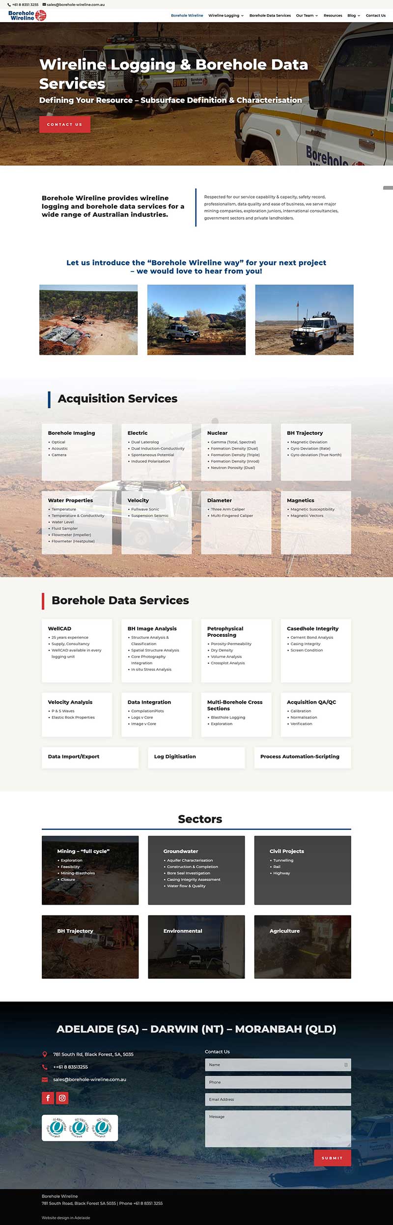 website design in Adelaide Borehole Wireline