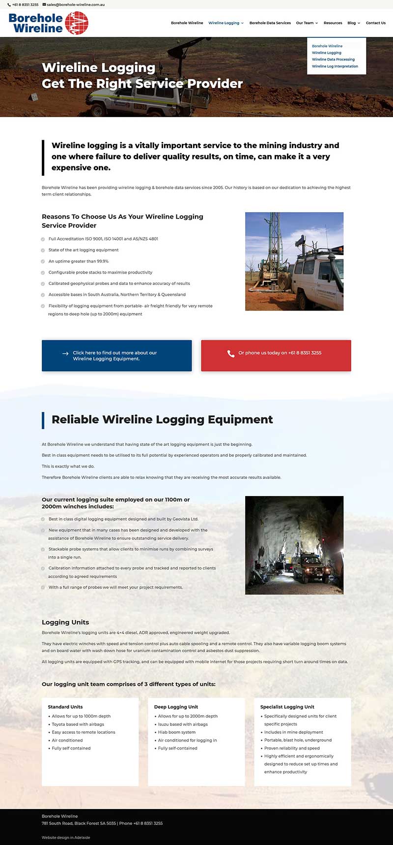 website design in Adelaide Borehole Wireline