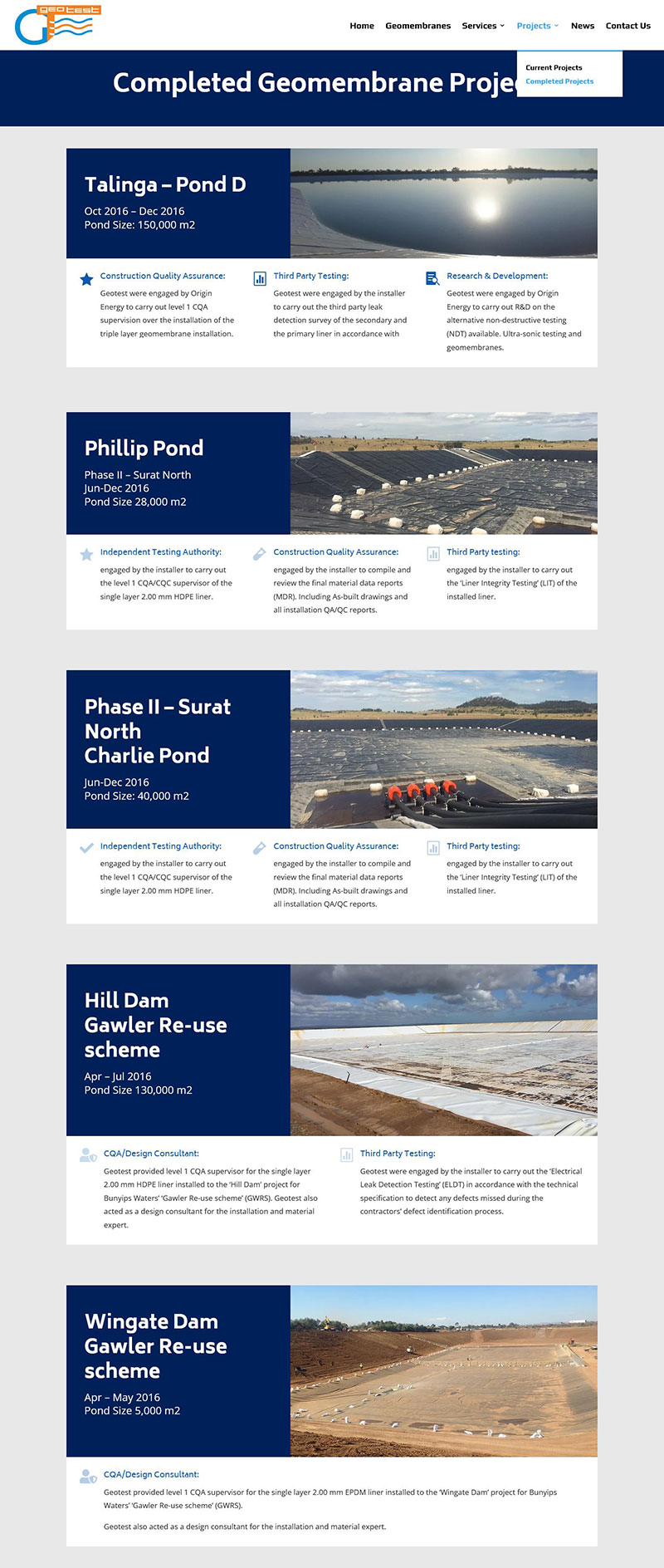 website design for geotest in adelaide geomembranes website design for geotest in adelaide geomembranes