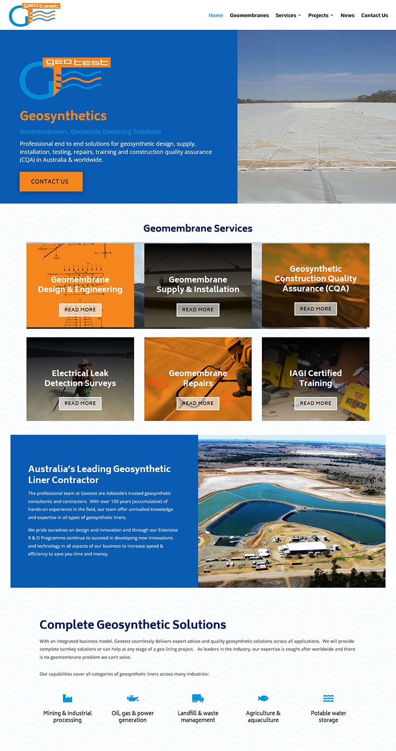 website design for geotest in adelaide geomembranes website design for geotest in adelaide geomembranes