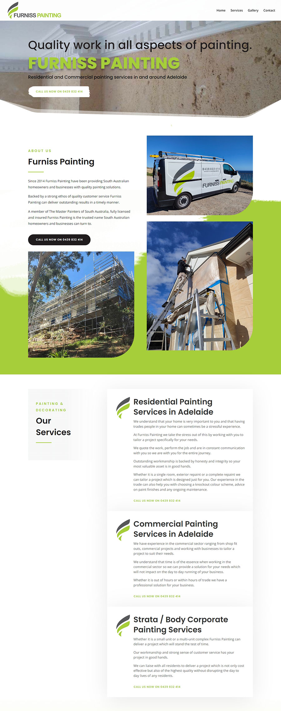 Website design for painter in Aldinga 